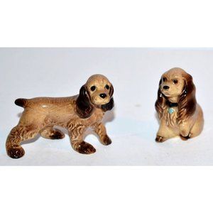 Vintage HAGEN RENAKER Dollhouse MINIATURE Cocker Spaniel Dog w/ Lady & Tramp fig